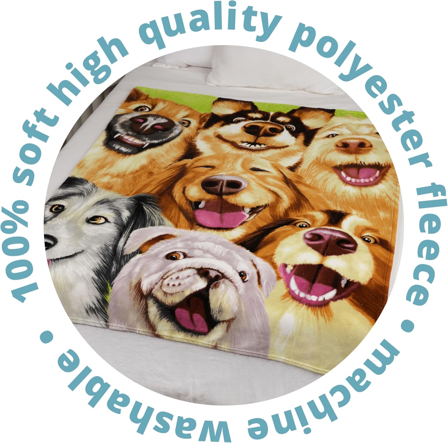 Dawhud Direct Cartoon Selfie Dog Fleece Blanket for Bed, 50