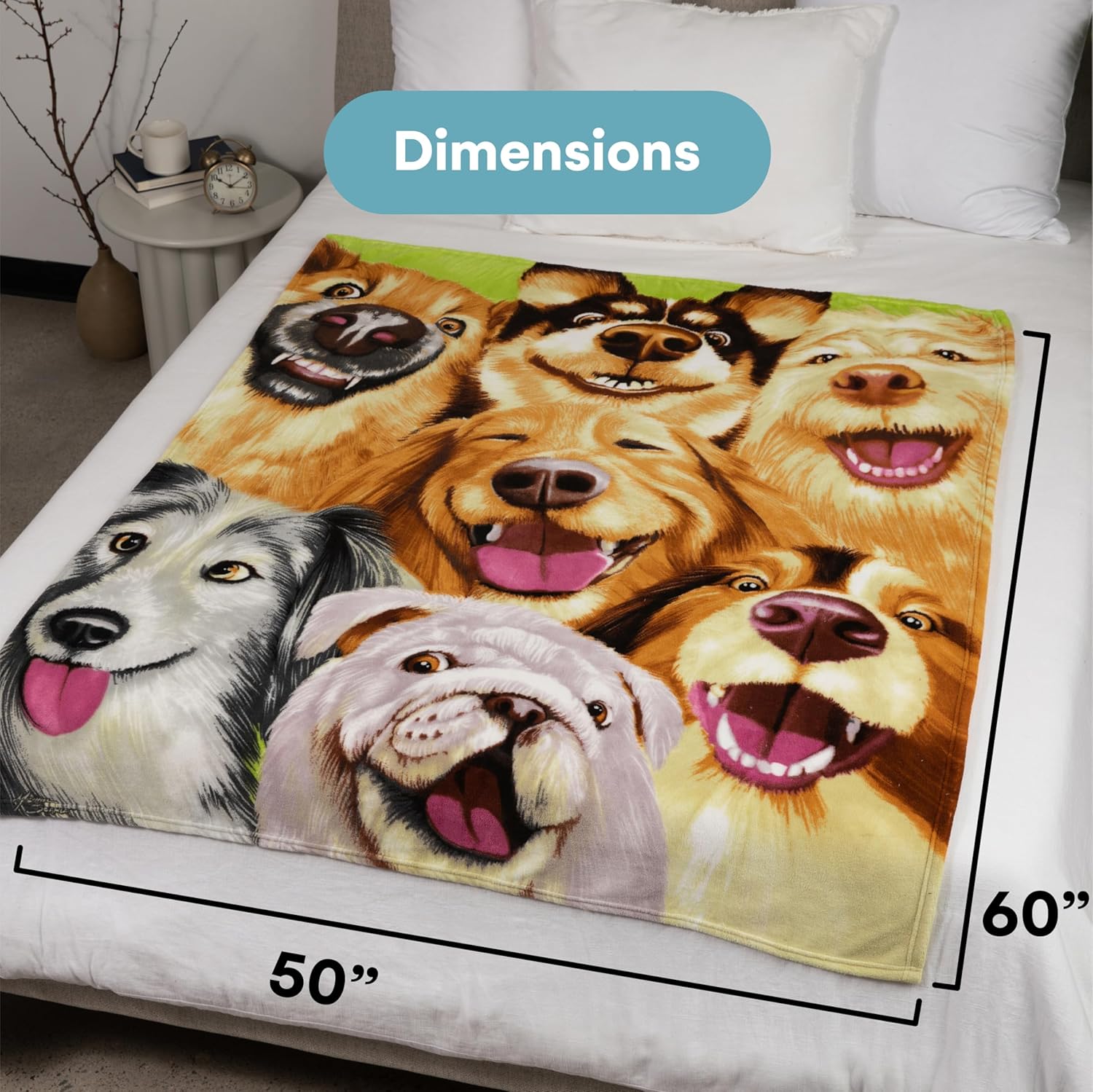 Dawhud Direct Cartoon Selfie Dog Fleece Blanket for Bed, 50
