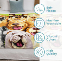 Dawhud Direct Cartoon Selfie Dog Fleece Blanket for Bed, 50