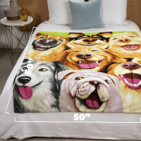 Dawhud Direct Cartoon Selfie Dog Fleece Blanket for Bed, 50