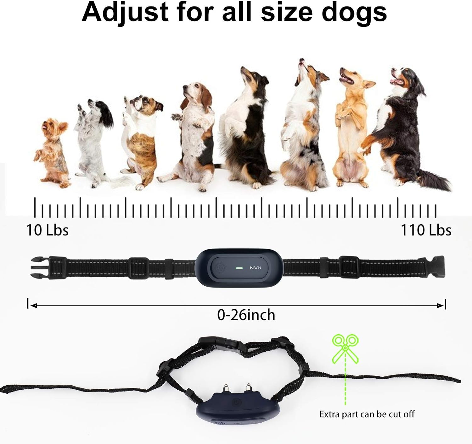 NVK Shock Collar, Dog Training Collar with Remote for Medium Large Dogs, Rechargeable Dog Shock Collar with Shock, Vibration, Beeps Modes, IPX7 Waterproof, Range up to 1600Ft
