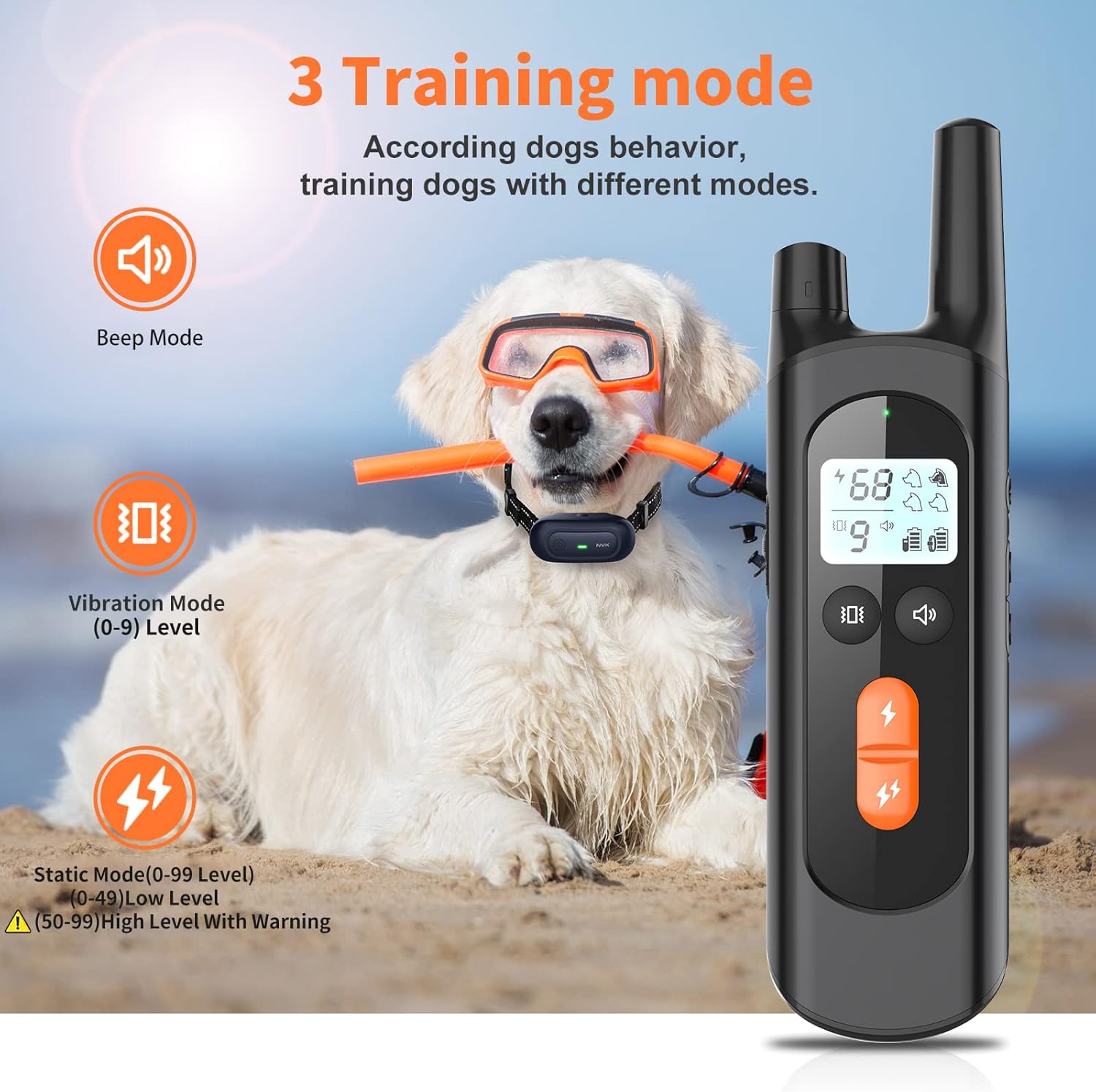 NVK Shock Collar, Dog Training Collar with Remote for Medium Large Dogs, Rechargeable Dog Shock Collar with Shock, Vibration, Beeps Modes, IPX7 Waterproof, Range up to 1600Ft