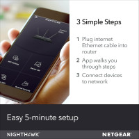 NETGEAR Nighthawk Smart Wi-Fi Router (R7000-100NAS) - AC1900 Wireless Speed (Up to 1900 Mbps) | Up to 1800 Sq Ft Coverage & 30 Devices | 4 x 1G Ethernet and 2 USB Ports | Armor Security AC1900 WiFi
