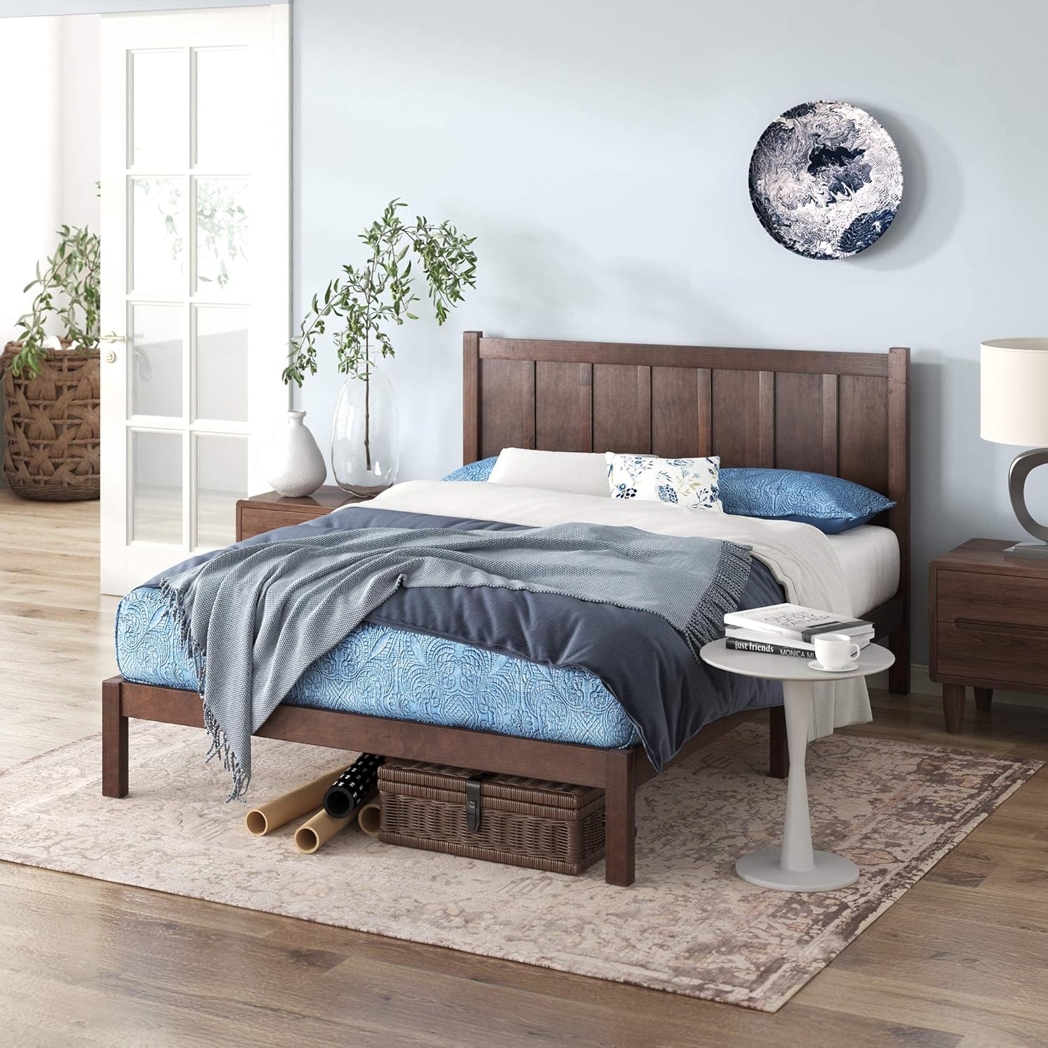 Zinus Adrian Wood Rustic Style Platform Bed with Headboard/No Box Spring Needed/Wood Slat Support, Queen Queen Platform Bed