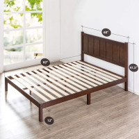 Zinus Adrian Wood Rustic Style Platform Bed with Headboard/No Box Spring Needed/Wood Slat Support, Queen Queen Platform Bed