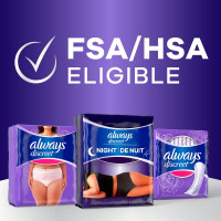 Always Discreet Night, Reimagined Adult Diapers for Women, Extended Overnight Absorbency Incontinence and Postpartum Underwear Size XL/XXL, 360 Degree Coverage While Laying Down, 14 Count​ X-Large 14