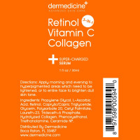 Retinol Vitamin C Collagen | Super Charged Anti-Aging Serum for Face | Pharmaceutical Grade Quality | Helps Smooth & Plump Fine Lines & Wrinkles & Brightens for Younger Skin | 1 fl oz / 30 ml 1 Fl Oz (Pack of 1)