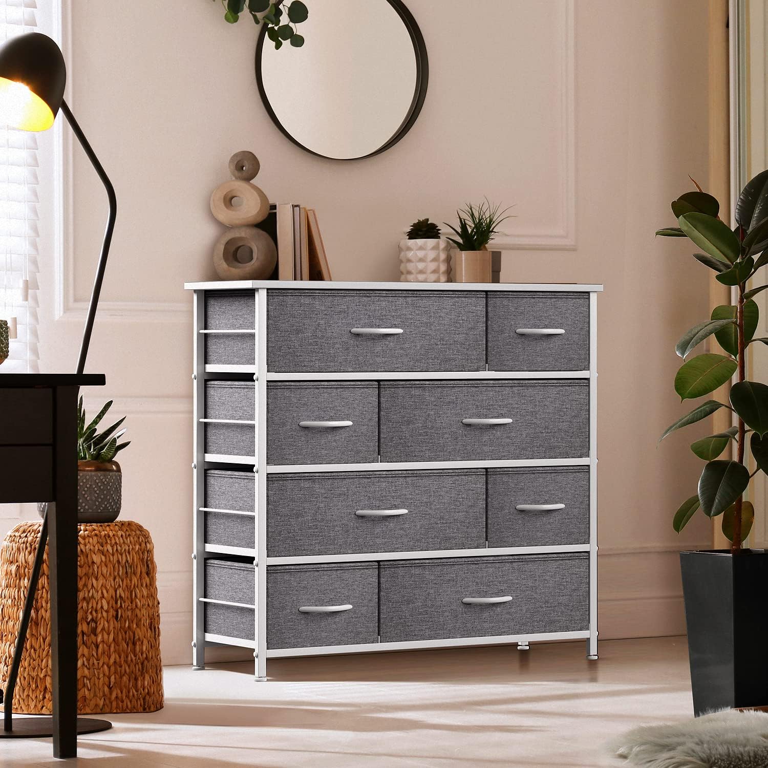 Sorbus Dresser for Bedroom with 8 Drawers - Tall Chest Storage Tower Unit, for Closet, Hallway, Nursery, Entryway Organization - Steel Frame, Wood Top (White) White 11.5