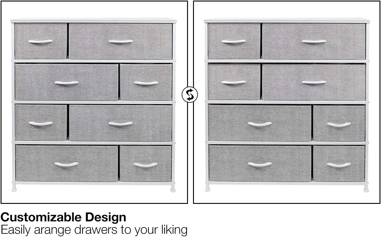 Sorbus Dresser for Bedroom with 8 Drawers - Tall Chest Storage Tower Unit, for Closet, Hallway, Nursery, Entryway Organization - Steel Frame, Wood Top (White) White 11.5