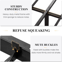 SHA CERLIN Heavy Duty Metal Bed Frame Queen Size, Platform Base with Wooden Headboard Footboard, 13 Strong Slats Support, No Box Spring Needed, Mattress Foundation, Easy Assembly Queen Stripe Wood