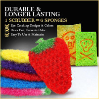 Dish Scrubbie Durable DishScrubber (5 Pc) – Long Lasting, Non-Scratch, Odorless and Reusable KitchenScrubber - All PurposeScrubber for Dishwashing, Cleaning Bathroom and Floors (Variety Pack)