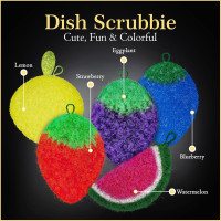 Dish Scrubbie Durable DishScrubber (5 Pc) – Long Lasting, Non-Scratch, Odorless and Reusable KitchenScrubber - All PurposeScrubber for Dishwashing, Cleaning Bathroom and Floors (Variety Pack)