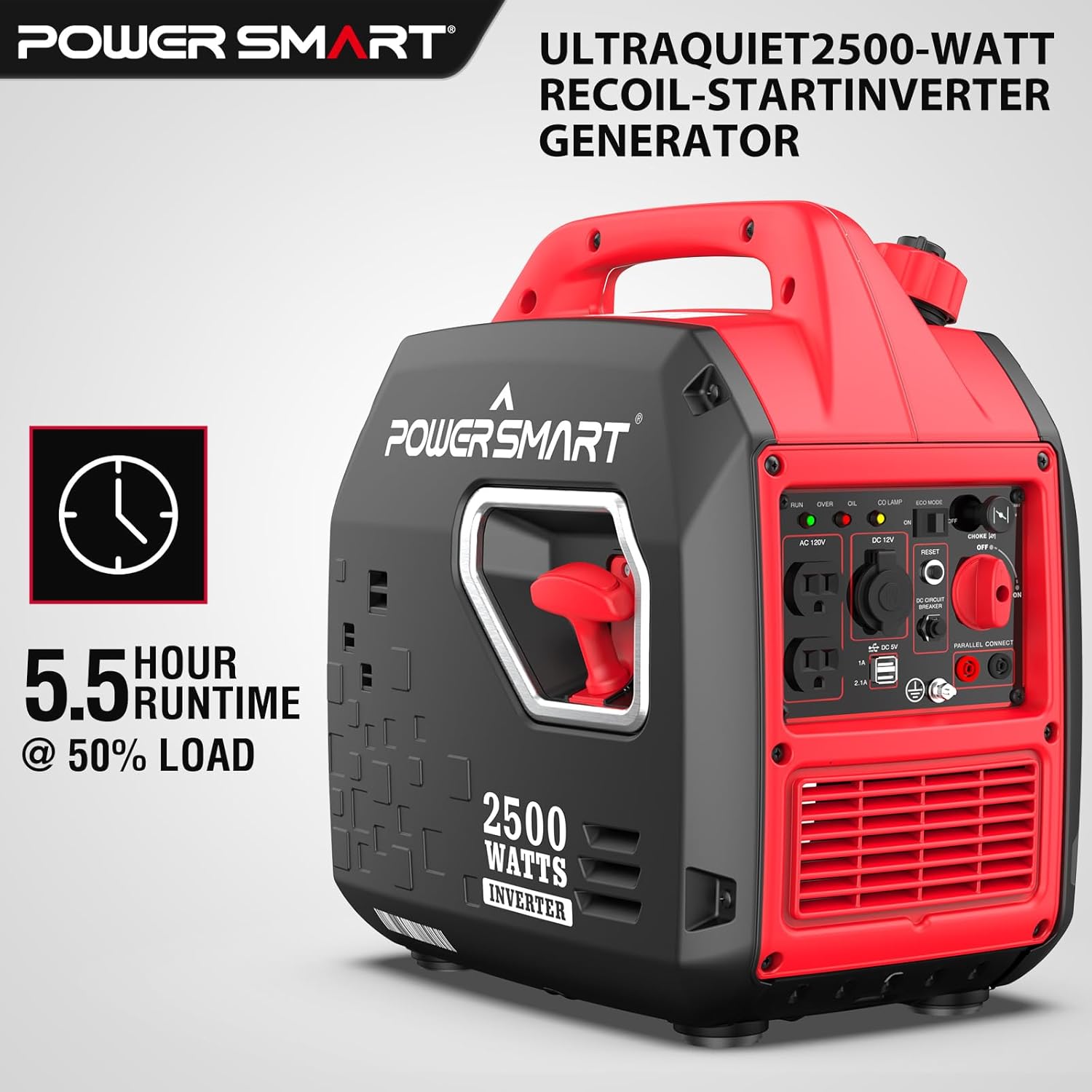 PowerSmart 2500-Watt Portable Gas Inverter Generator, Super Quiet, High Fuel-Efficient Generator, Lightweight, EPA Compliant 2025