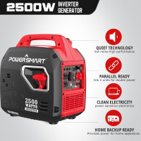 PowerSmart 2500-Watt Portable Gas Inverter Generator, Super Quiet, High Fuel-Efficient Generator, Lightweight, EPA Compliant 2025
