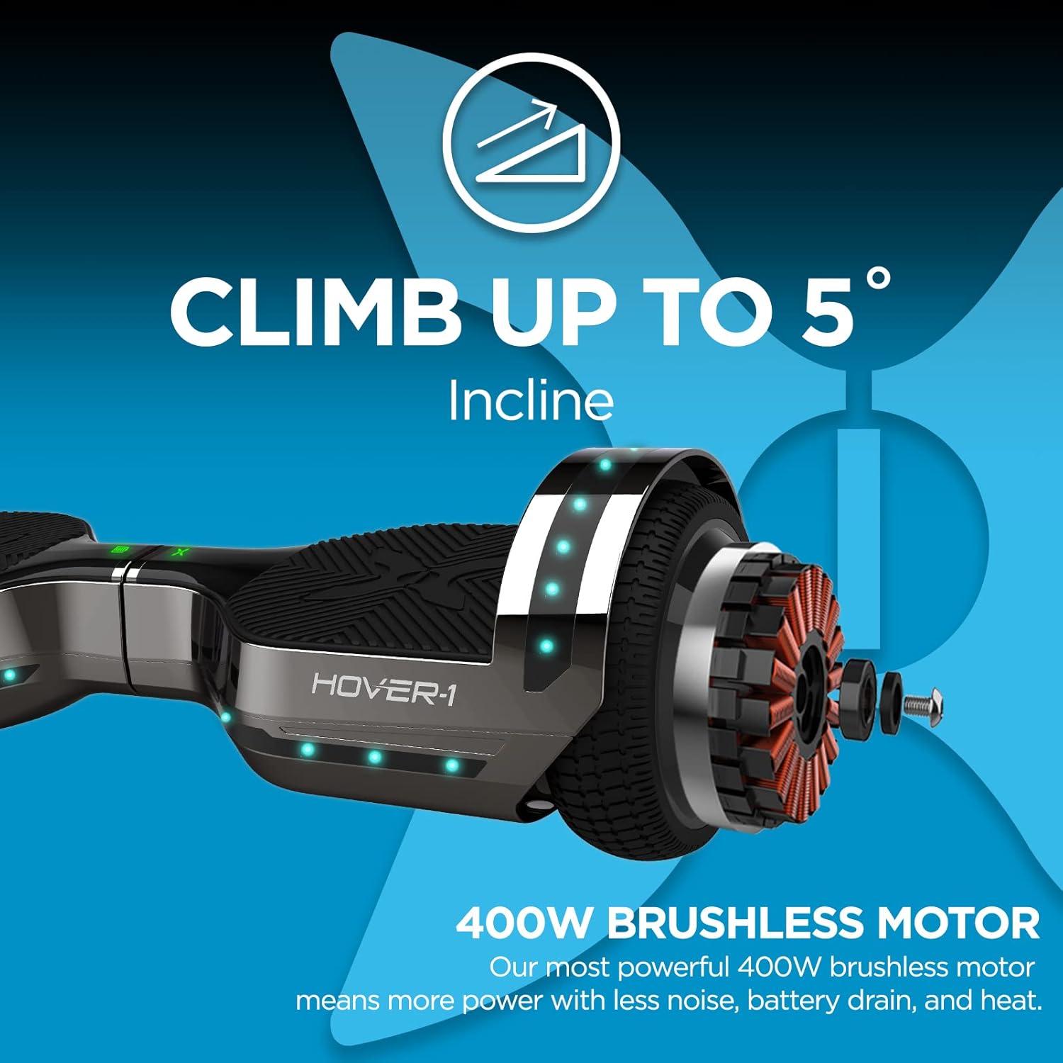 Hover-1 Chrome Electric Self Balancing Scooter with 6MPH Top Speed, 6 Mile Range, 4.5HR Full-Charge, Built-In Bluetooth Speaker, Rider Modes: Beginner to Expert Gun Metal Chrome 2.0