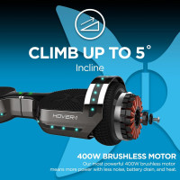 Hover-1 Chrome Electric Self Balancing Scooter with 6MPH Top Speed, 6 Mile Range, 4.5HR Full-Charge, Built-In Bluetooth Speaker, Rider Modes: Beginner to Expert Gun Metal Chrome 2.0