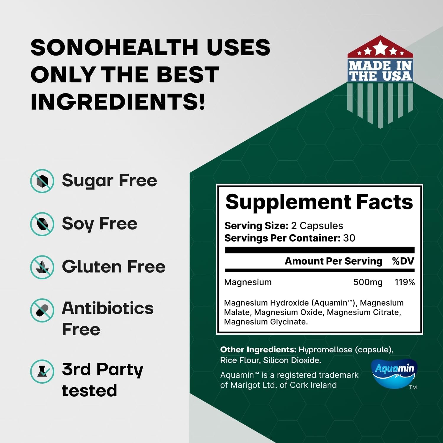 Spectrum 5 Magnesium Complex for Women & Men | Patented Aqua-Ionic® 5X Absorption Technology | 500mg Glycinate, Citrate, Malate + 72 Trace Minerals | Deep Sleep, Leg Cramp Relief & Calm | Non-Laxative 60 Count (Pack of 1)