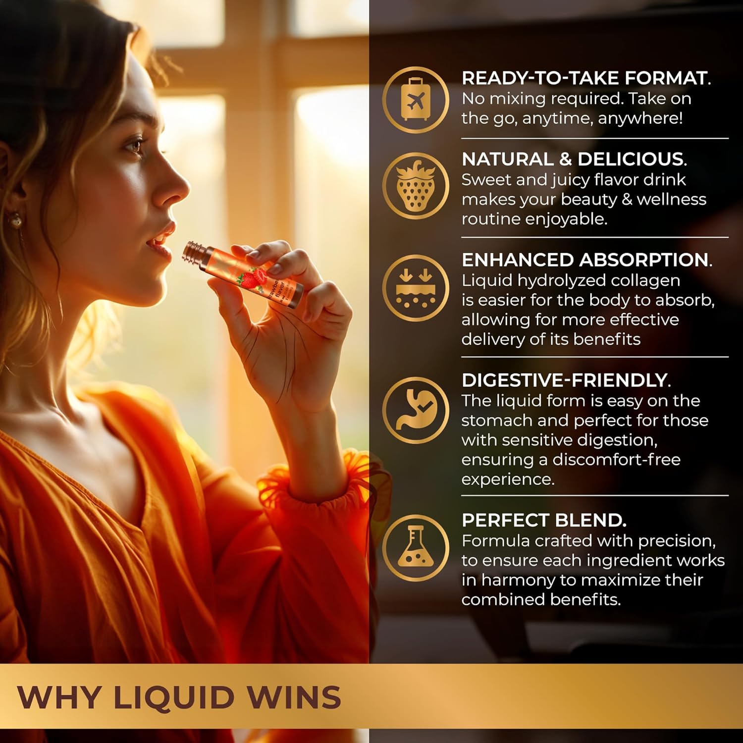 Liquid Collagen Peptides with Biotin & Hyaluronic Acid - 3000mg Hydrolyzed Bovine Collagen Type 1 and 3, Biotin 10000mcg, Vitamins B5, B6, C & E - Liquid Collagen for Women and Men, Collagen Shots