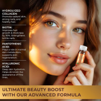 Liquid Collagen Peptides with Biotin & Hyaluronic Acid - 3000mg Hydrolyzed Bovine Collagen Type 1 and 3, Biotin 10000mcg, Vitamins B5, B6, C & E - Liquid Collagen for Women and Men, Collagen Shots