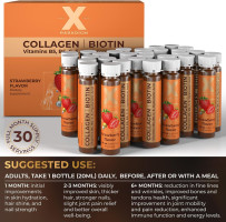 Liquid Collagen Peptides with Biotin & Hyaluronic Acid - 3000mg Hydrolyzed Bovine Collagen Type 1 and 3, Biotin 10000mcg, Vitamins B5, B6, C & E - Liquid Collagen for Women and Men, Collagen Shots