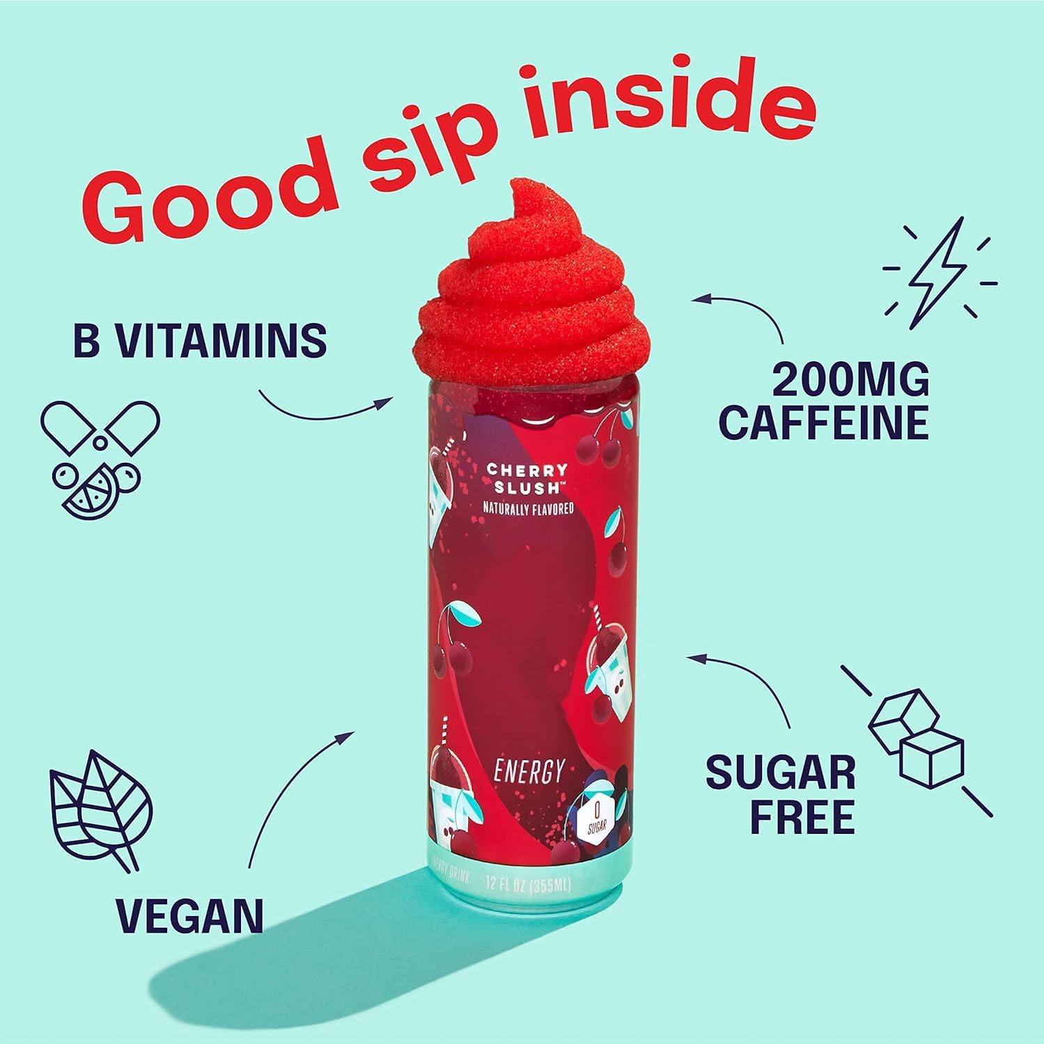 New Alani Lime Slush, Pink Slush, Cherry Slush Energy Drink, Sugar Free - 12 fl oz Low-Calorie Energy Boost Drinks (Pack of 6)