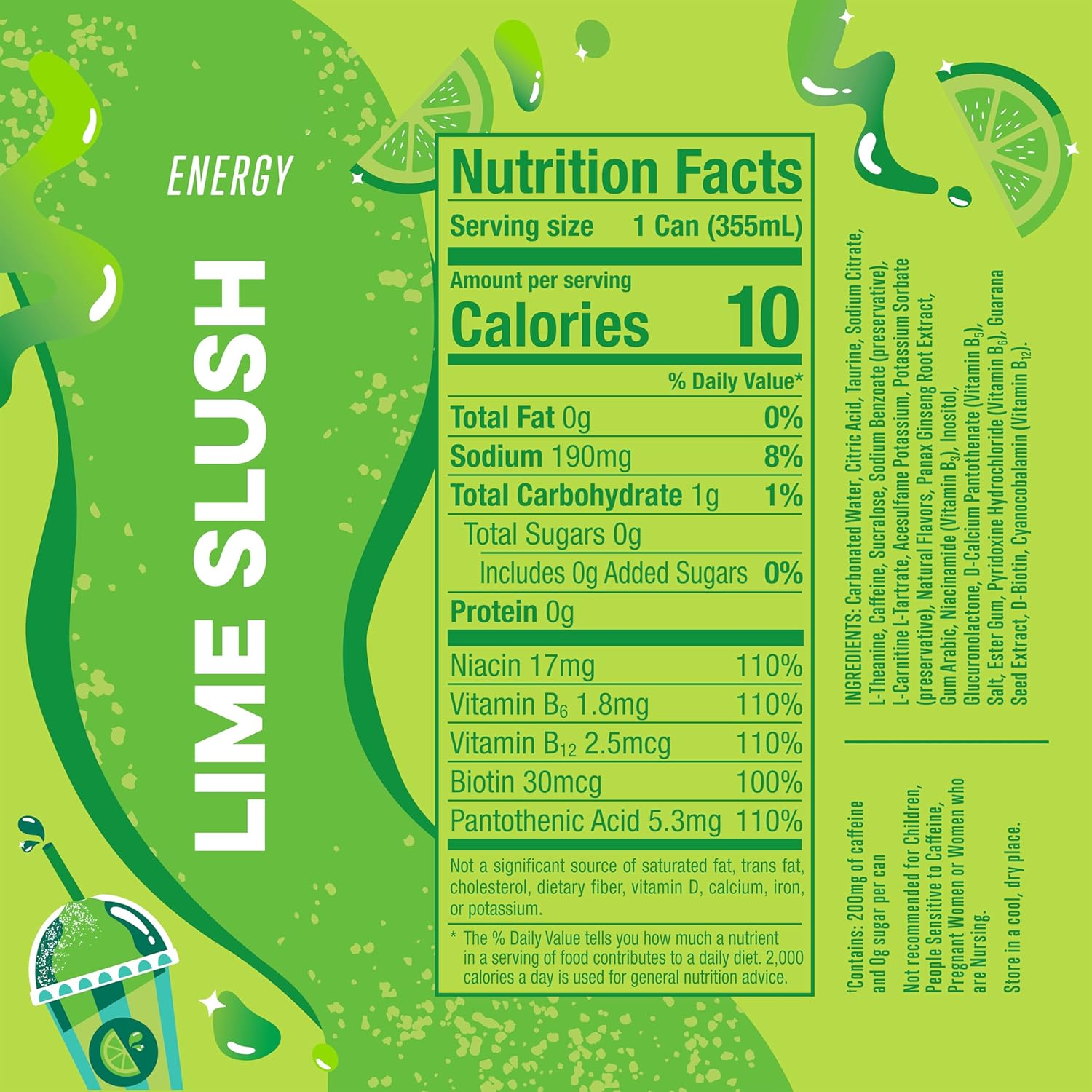 New Alani Lime Slush, Pink Slush, Cherry Slush Energy Drink, Sugar Free - 12 fl oz Low-Calorie Energy Boost Drinks (Pack of 6)