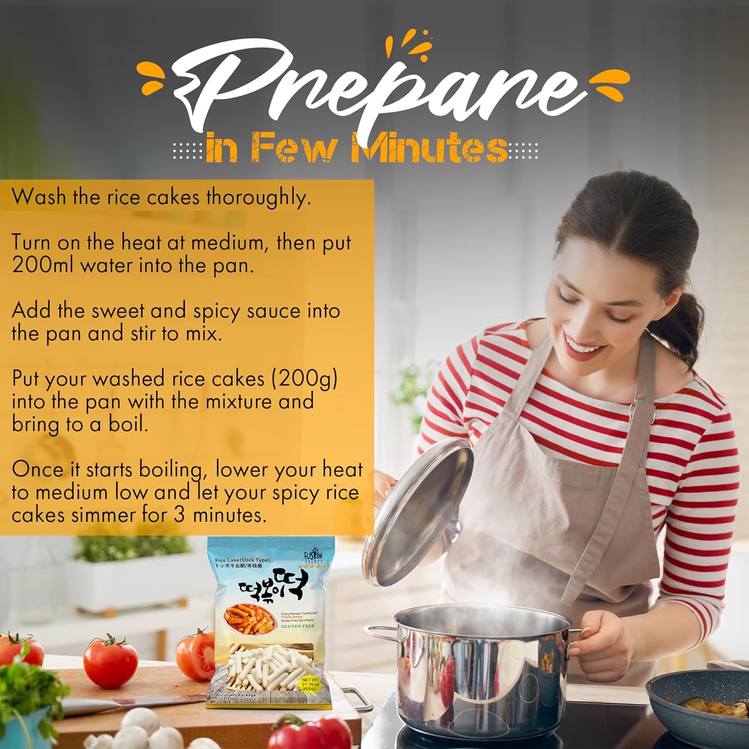 Fusion Select 2 Packs Korean Rice Cakes - Tteokbokki Stick Gluten Free 21.16oz Per Pack 42.32 Ounce (Pack of 1)