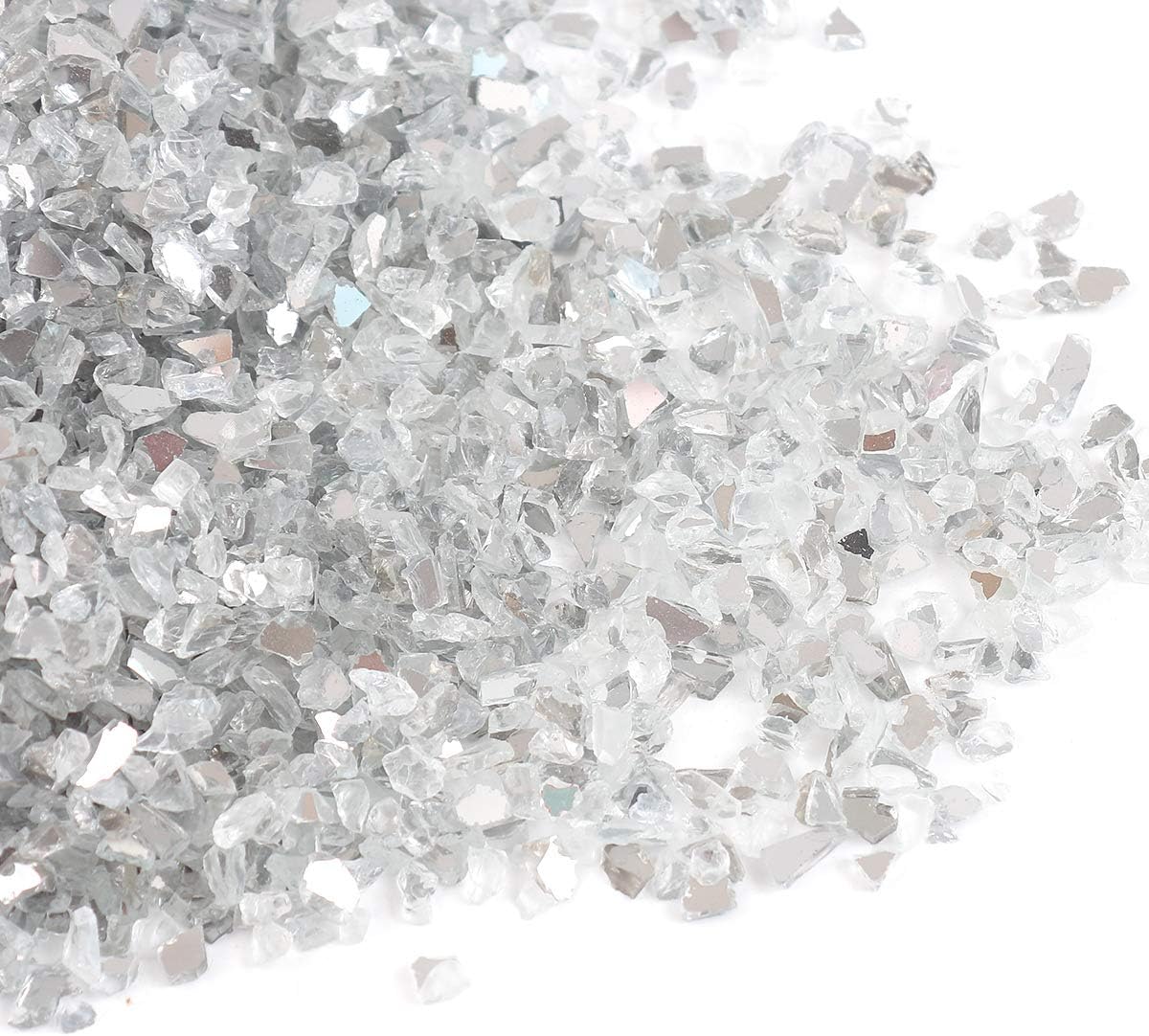 Alan Stone High Luster Reflective Fire Glass Gravel,Fire Gems,Fire Drops,Fire Glass Pebbles Stones Beads Chips for Fire Pit Fish Tank Aquarium Garden,3-6mm 305g/0.67lbs (Both Side Mirror)