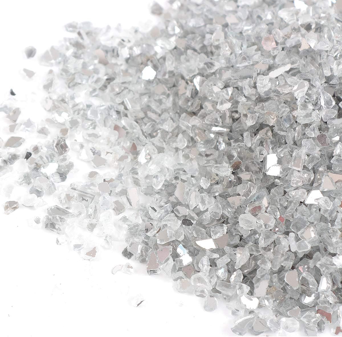 Alan Stone High Luster Reflective Fire Glass Gravel,Fire Gems,Fire Drops,Fire Glass Pebbles Stones Beads Chips for Fire Pit Fish Tank Aquarium Garden,3-6mm 305g/0.67lbs (Both Side Mirror)