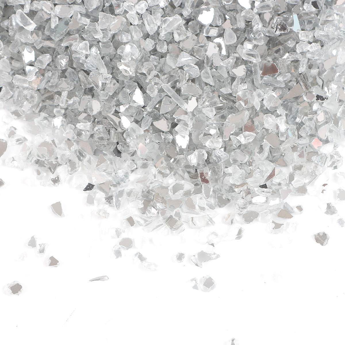 Alan Stone High Luster Reflective Fire Glass Gravel,Fire Gems,Fire Drops,Fire Glass Pebbles Stones Beads Chips for Fire Pit Fish Tank Aquarium Garden,3-6mm 305g/0.67lbs (Both Side Mirror)