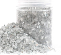 Alan Stone High Luster Reflective Fire Glass Gravel,Fire Gems,Fire Drops,Fire Glass Pebbles Stones Beads Chips for Fire Pit Fish Tank Aquarium Garden,3-6mm 305g/0.67lbs (Both Side Mirror)