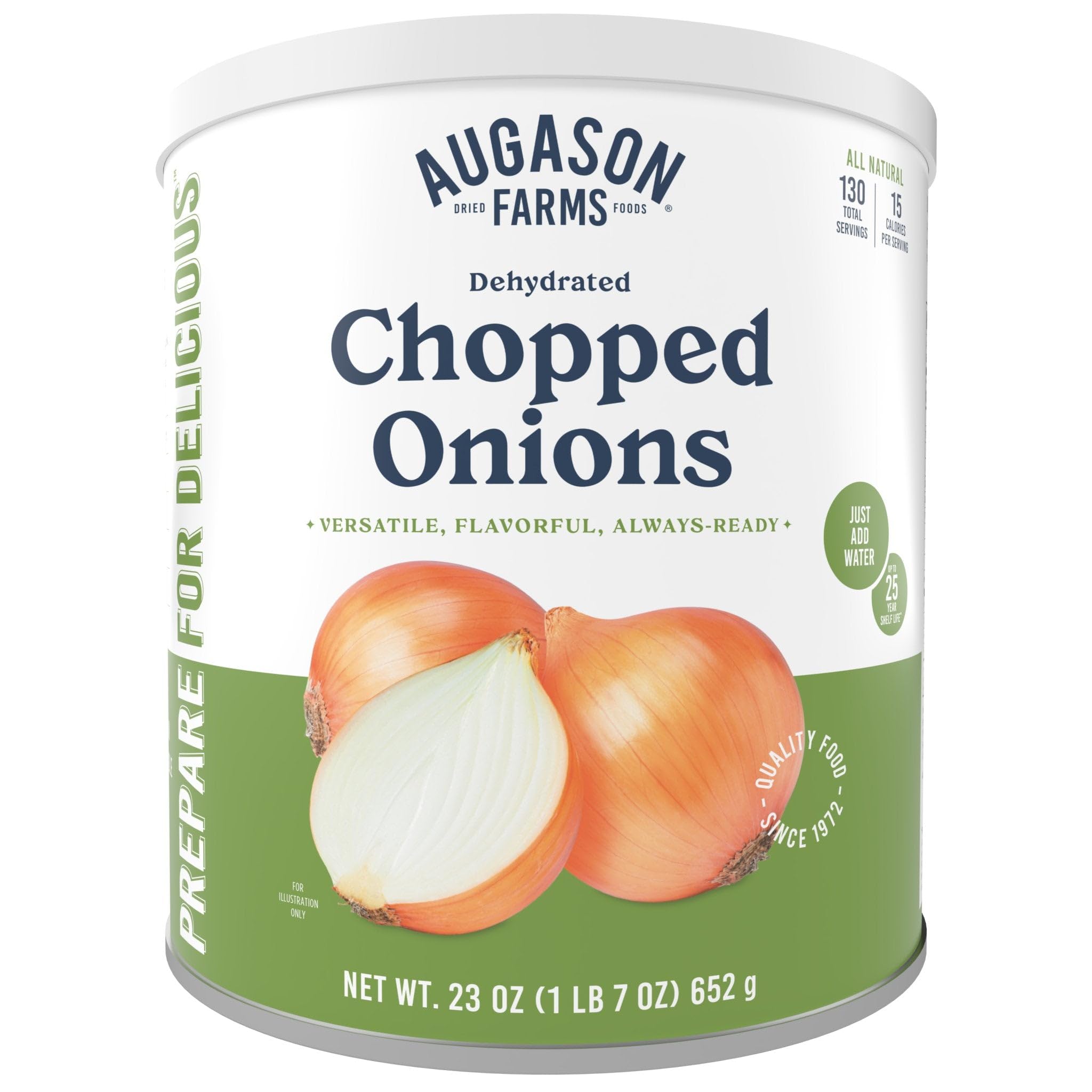 Dehydrated Chopped Onions Emergency Food Supply, 130 Servings, 25 Year Shelf Life, Great for Cooking and Baking - Dehydrated Meals, Survival Food Camping Essentials Can 1.43 Pound (Pack of 1) Can