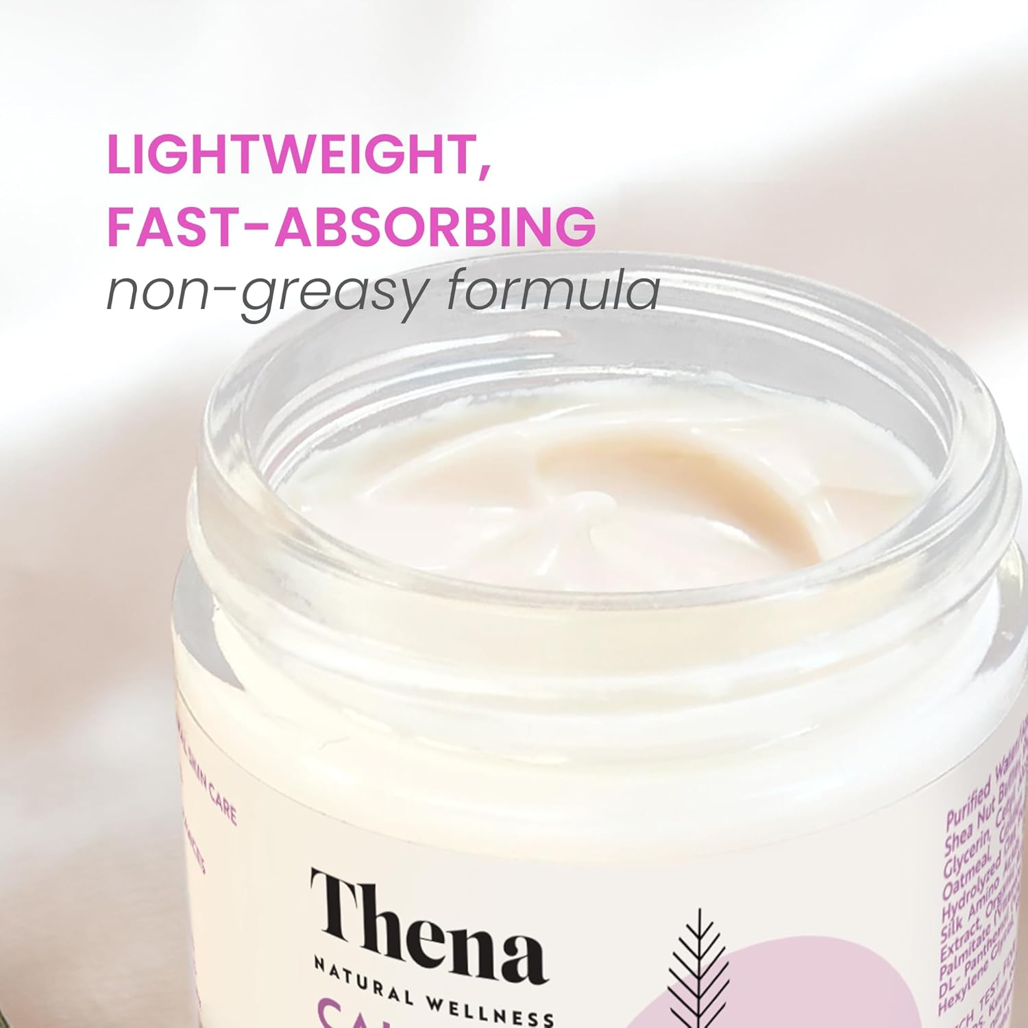 THENA CALM Face Moisturizer Cream Organic & Natural Skin Care, Ultra Hydrating With Hyaluronic Acid & Lavender Plant-based Skincare Anti-Aging Face Cream Dry Skin Facial Moisturizer