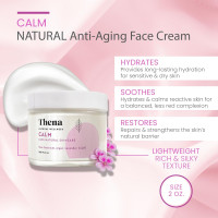 THENA CALM Face Moisturizer Cream Organic & Natural Skin Care, Ultra Hydrating With Hyaluronic Acid & Lavender Plant-based Skincare Anti-Aging Face Cream Dry Skin Facial Moisturizer