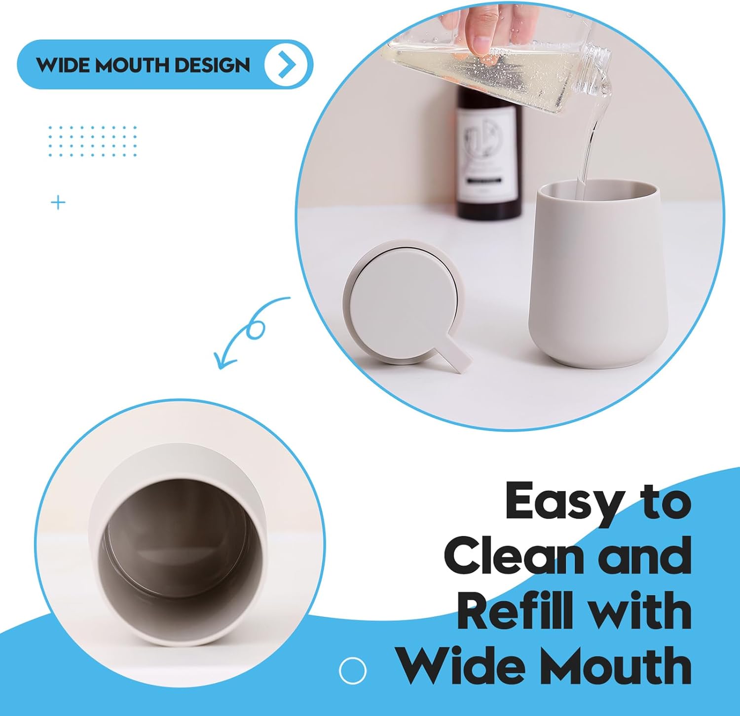 Matte Beige Foaming Hand Soap Dispenser Plastic 11 oz - Modern Minimalist Style for Bathroom & Kitchen Countertop Refillable Foam Beige