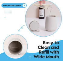 Matte Beige Foaming Hand Soap Dispenser Plastic 11 oz - Modern Minimalist Style for Bathroom & Kitchen Countertop Refillable Foam Beige