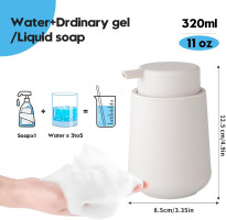 Matte Beige Foaming Hand Soap Dispenser Plastic 11 oz - Modern Minimalist Style for Bathroom & Kitchen Countertop Refillable Foam Beige