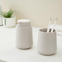 Matte Beige Foaming Hand Soap Dispenser Plastic 11 oz - Modern Minimalist Style for Bathroom & Kitchen Countertop Refillable Foam Beige