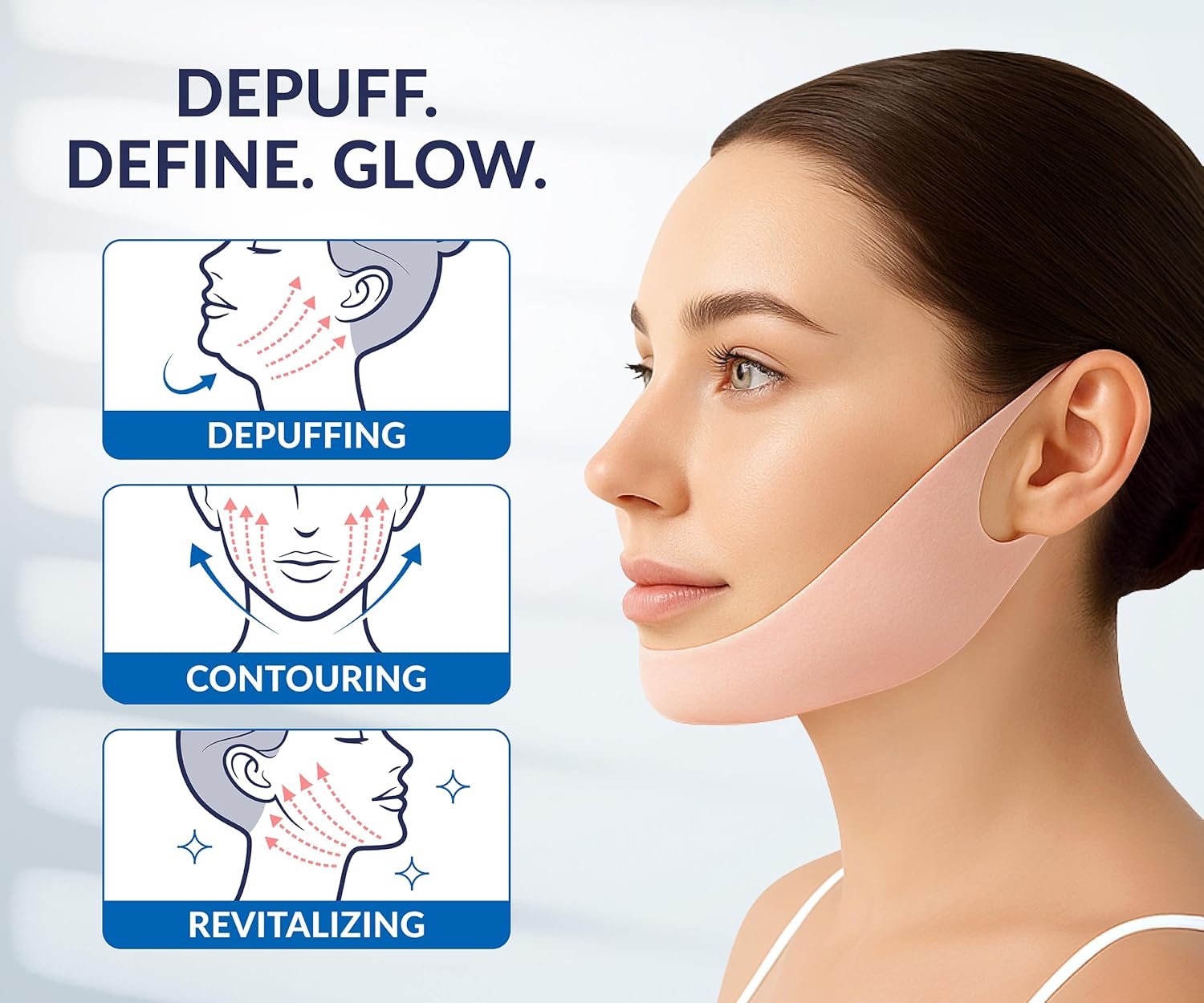 Stylia V Line Lifting Collagen Face Mask - Double Chin Strap for Women - Jawline Shaper Face Lift Tape - Neck Lift Collagen Mask - Chin Strap for Sleeping - Hyaluronic Acid, Aloe Vera, Cica 7PC 1 Count (Pack of 7)