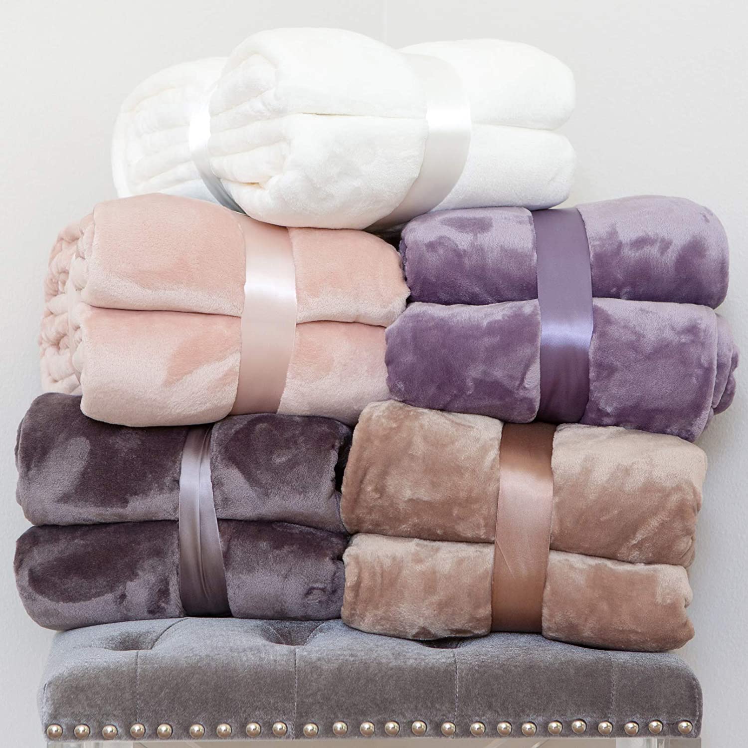 Lavender Purple Twin Size Jacquard Kingole Flannel Fleece Luxury Throw Blanket 