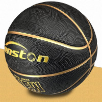 Senston 29.5'' Basketball Outdoor Indoor Rubber Basketball Ball Official Size 7 Basket Ball with Pump Black/Gold 29.5''(size 7)
