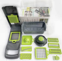 12 in 1 Mandoline Slicer, Heavy Duty Potato /Onion/ Food/ Veggie Chopper with Vegetable Peeler, Hand Guard and Container (Black)