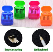 Pencil Sharpener Manual for Kids Double Holes Colored Handheld Pencil Sharpeners with Lid Portable for School Home Class Office 4 Pcs 4 Colors