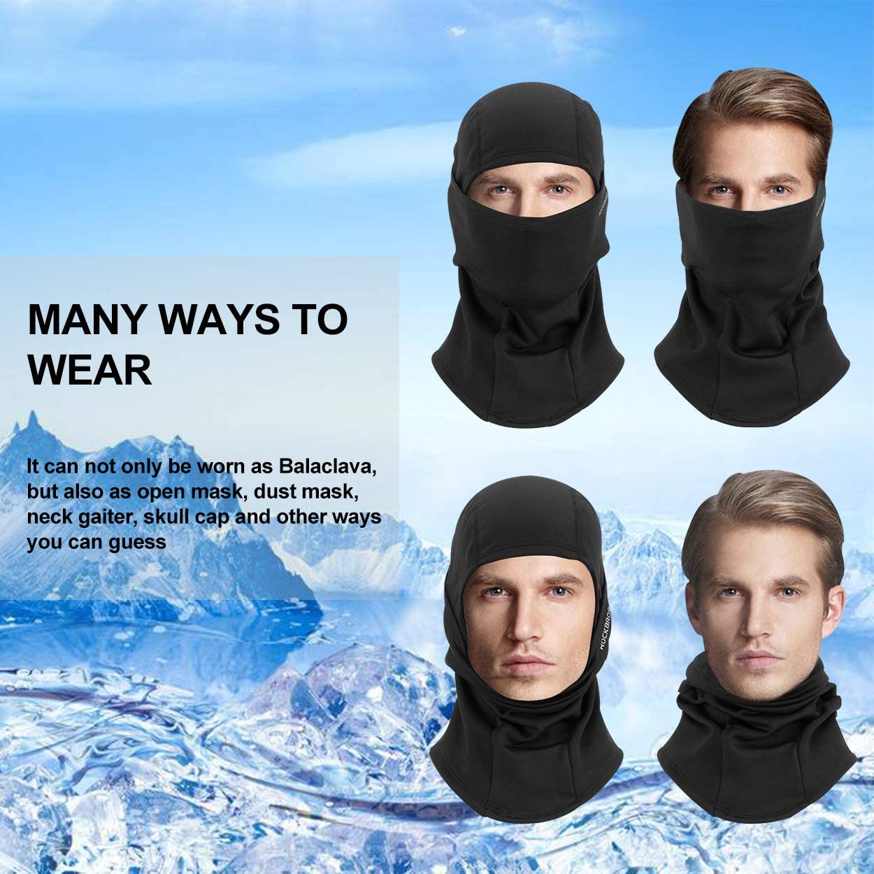 Balaclava Ski Mask Windproof Winter Scarf Mask Neck Warmer Hood for Men Cycling 