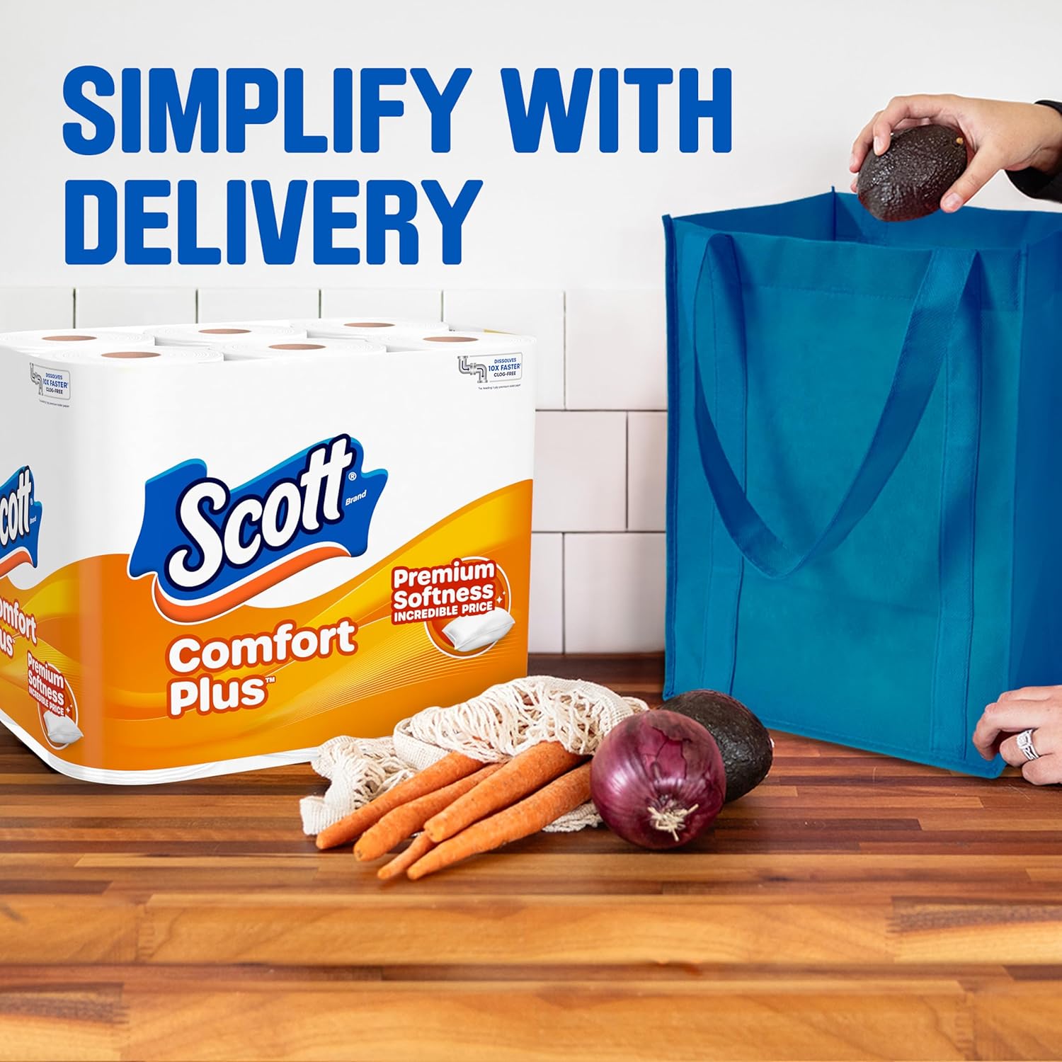 Scott ComfortPlus Toilet Paper, 12 Double Rolls, 231 Sheets per Roll, Septic-Safe, 1-Ply Toilet Tissue Double 231 Sheets (Pack of 12)