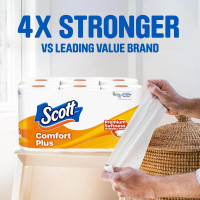 Scott ComfortPlus Toilet Paper, 12 Double Rolls, 231 Sheets per Roll, Septic-Safe, 1-Ply Toilet Tissue Double 231 Sheets (Pack of 12)