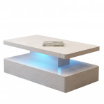 Modern living room rectangular coffee table tea table high gloss tea table white led16 with drawer remote control RGB