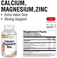 Solaray Calcium, Magnesium, Zinc | High Absorption with Glutamic Acid | Healthy Bones, Teeth, Nerve, Muscle, Heart & Immune Function Support (275 CT): Health & Personal Care