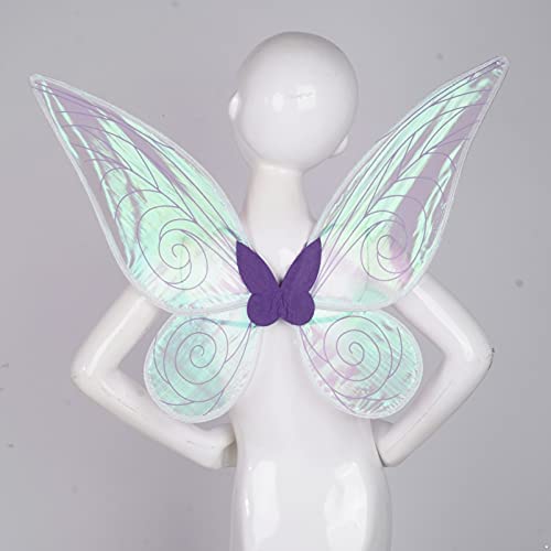 YOOJIA Kids Girls Sparkling Sheer Angel Wings with Elastic Shoulder Straps Fairy Halloween Cosplay Costume for Dress Up Party White One Size 