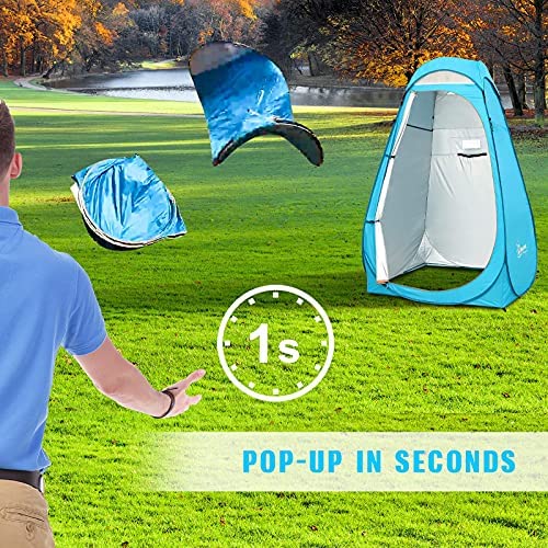 COMMOUDS Pop Up Shower Tent 6.11FT Portable Camping Changing Tent with Removable Head Cover Fishing Shade with Carry Bag UV Protection Waterproof Outdoor Toilet Privacy Shower 